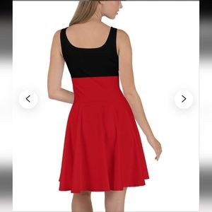 Theory Tank Dress, Size 6, Black & Red, Empire Waist, Flared Skirt, Slee…